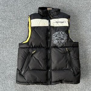 Ed‎ Hardy Vest Youth 12 Black Tiger Los Angeles Puffer Streetwear Embroidered